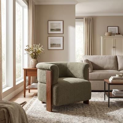GREATPLANINC Curved Accent Chair Barrel Armchair