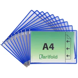 Tarifold, Informationsschild, 20 Sichttafeln mit 5 Aufsteckreitern DIN A4 quer blau, Öffnung seitlich