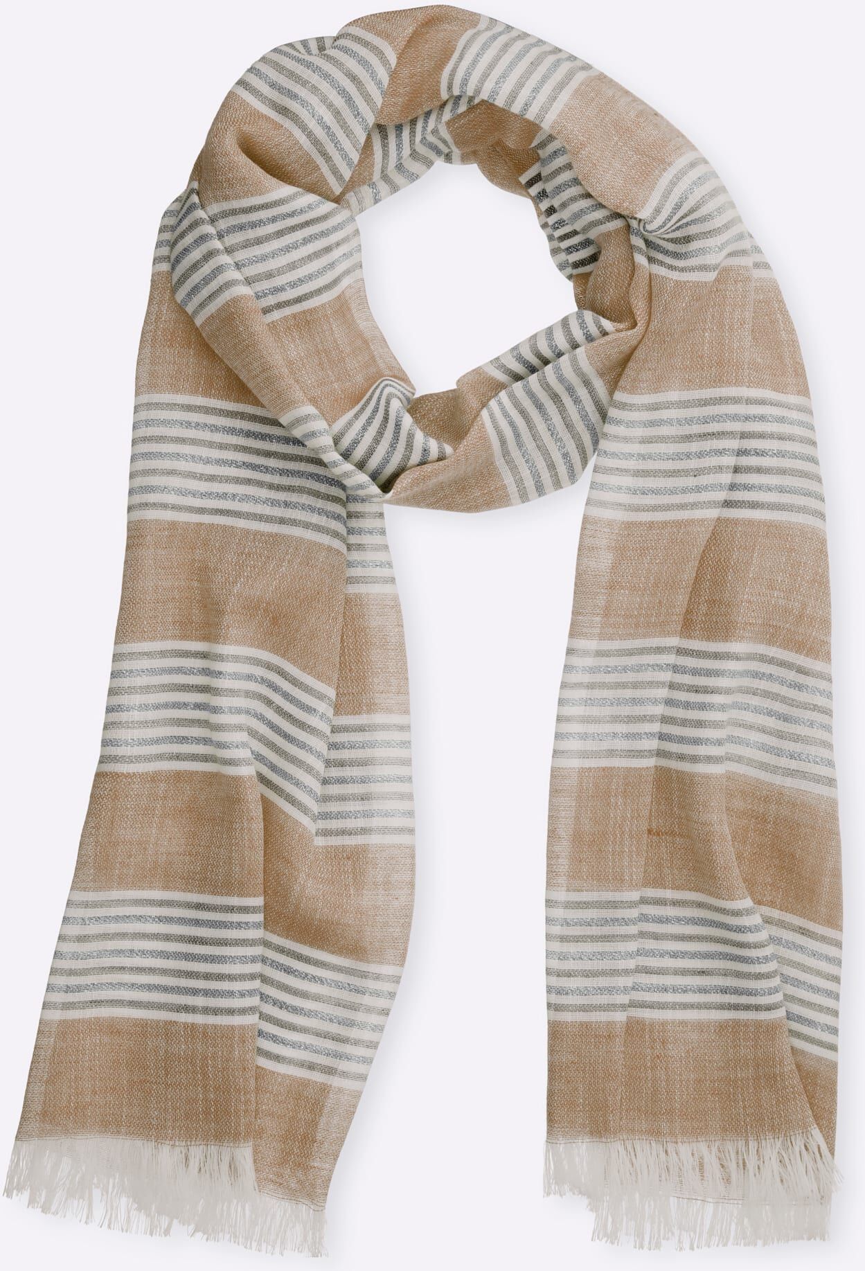 Modeschal HEINE, Damen, beige (sesam), Polyester, gemustert, Modetücher Modeschal sesam Einheitsgröße