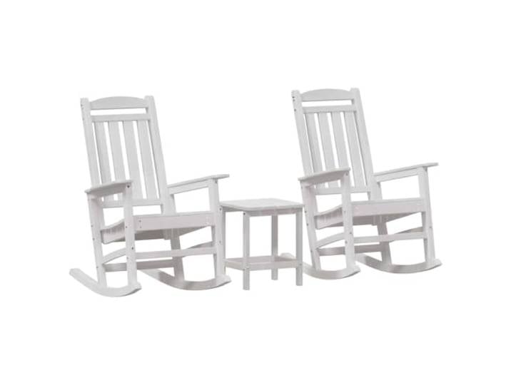 ZQQLVOO Schaukelstuhl 3 pcs Weiß Polyethylen Wetterfest, Ergonomische Armlehnen, Modernes Design, Für Garten Terrasse