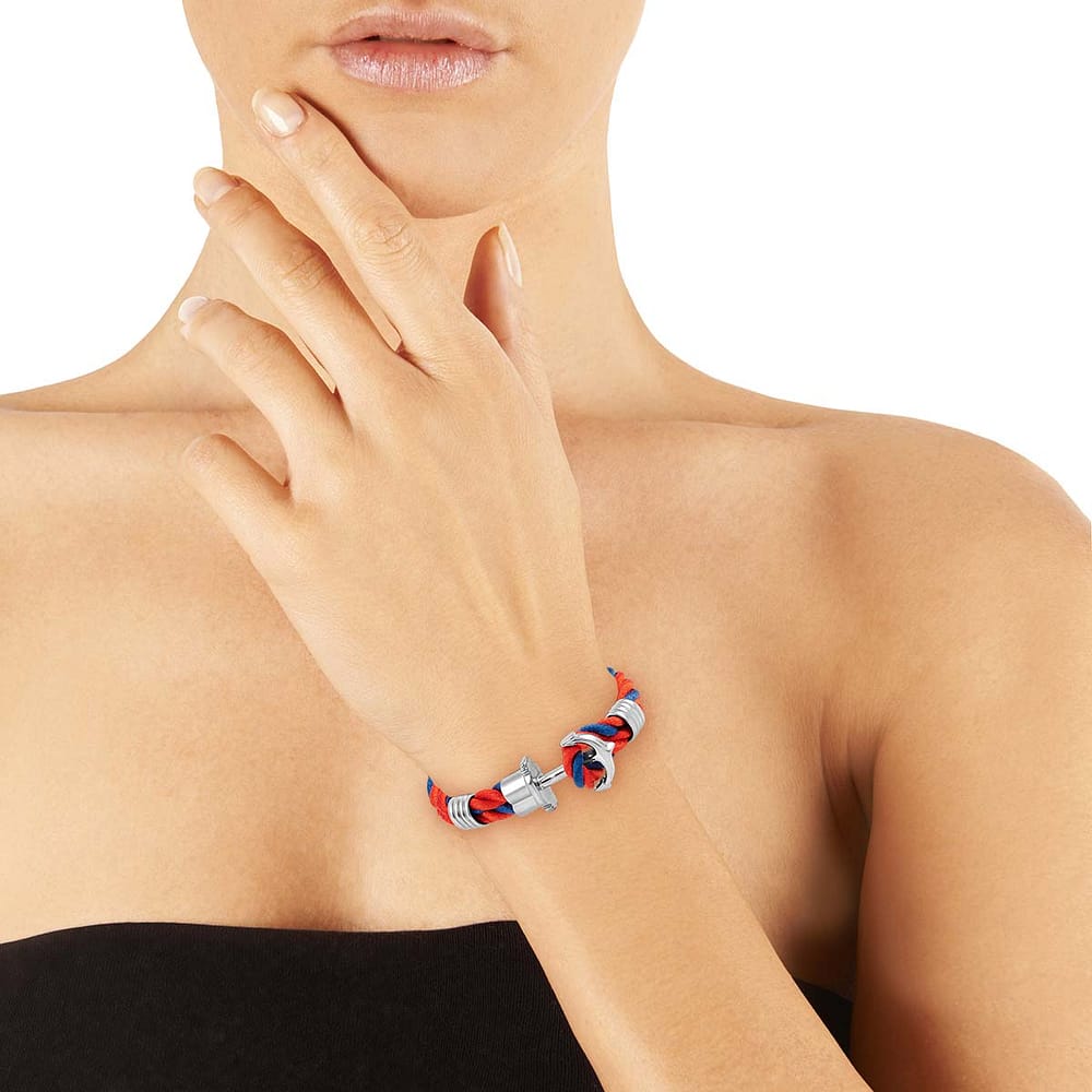 Bracelet B&g En Acier Et Corde Nylon Bicolore Femme