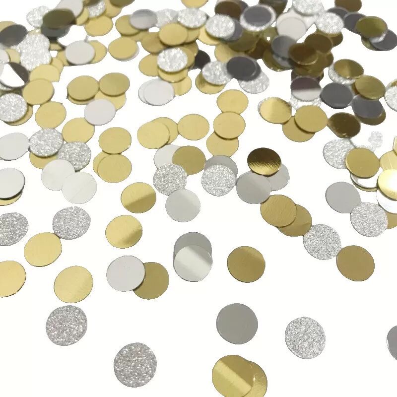 INF Glitzerkonfetti, 8 mm Runde Pailletten Konfetti 30 g Silber 30 g