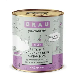 grau Hund 800 Gramm Hundenassfutter 6 x 800 Gramm Pute mit Vollkornreis