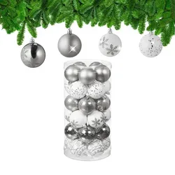 Relaxdays Weihnachtskugeln im 30er Set Weiß,Silber