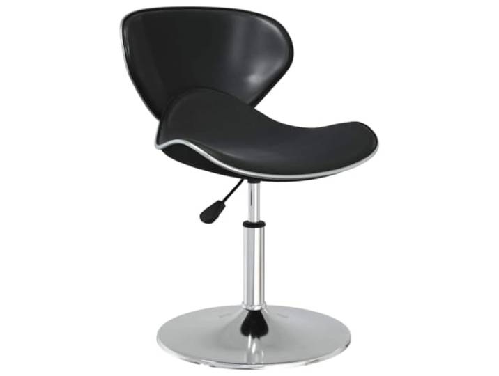 NLQMSU Esszimmerstühle, 6 Stück, schwarz, Kunstleder, drehbar, verstellbar Basis aus verchromtem Stahl, Gasheben, 360 Grad drehbar, für Haus, Büro, Bar, Café