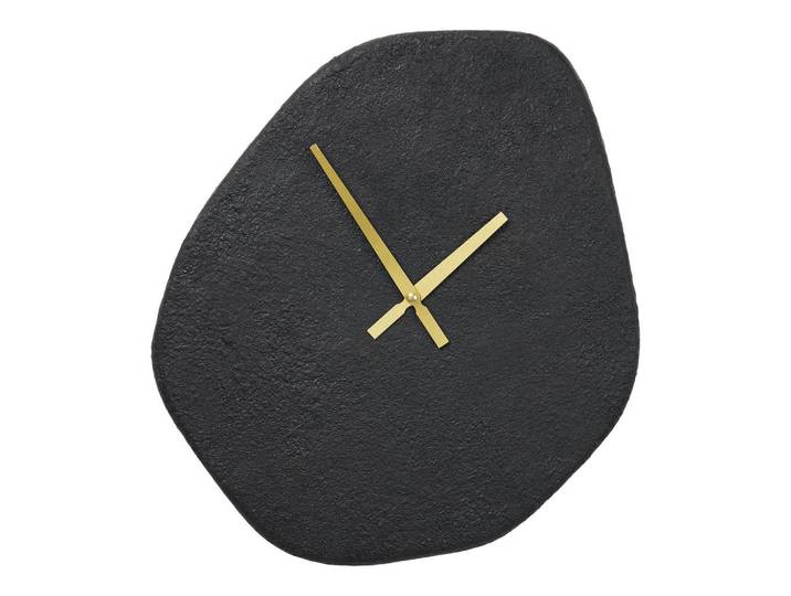 Wanduhr Vienna, Schwarz, Stein, 38x45x3.5 cm, leises Uhrwerk, Dekoration, Uhren, Wanduhren