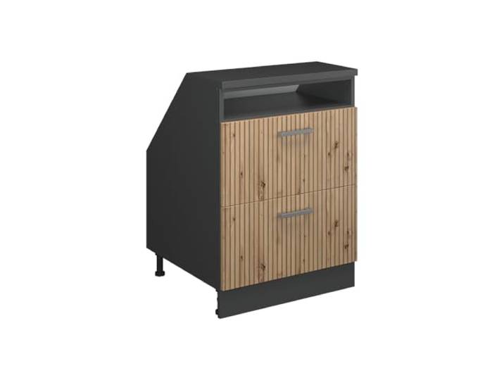 Vicco Küchenschrank für Dachschrägen R-Line, Artisan-Eiche, 60 cm 2 Schubladen · Extra Tiefe – 60 cm · Höhenverst. Füße · Leichter Zugriff · Frei kombinierbar