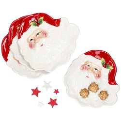 4x Gebäckteller Santa Servierplatte Kuchen Weihnachten Plätzchen Kekse 3D-Optik