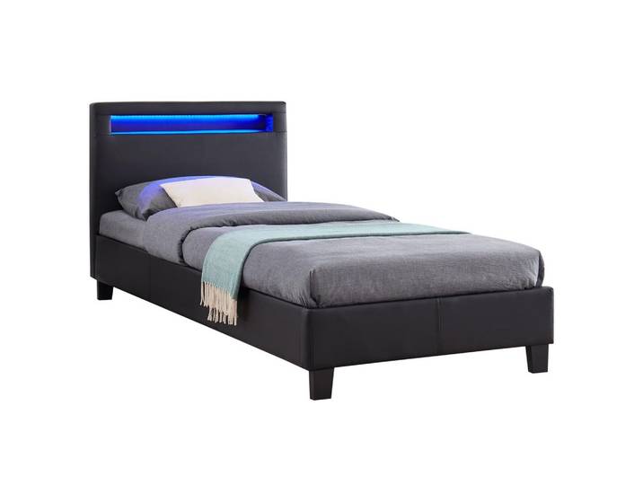 POLSTERBETT MIT LED MANDALAY 90x200 cm schwarz