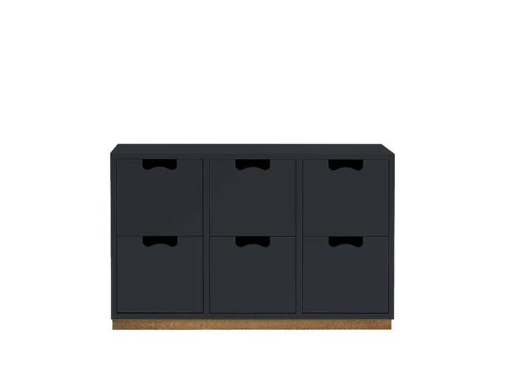 Asplund Snö B2 Kommode Char grey, Eichensockel