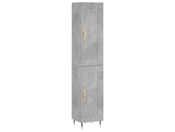 KKgypkn Highboard Betongrau 34,5x34x180 cm Holzwerkstoff Viel Stauraum, Metallfüße, Stabile Konstruktion, Mit Wandhalterung