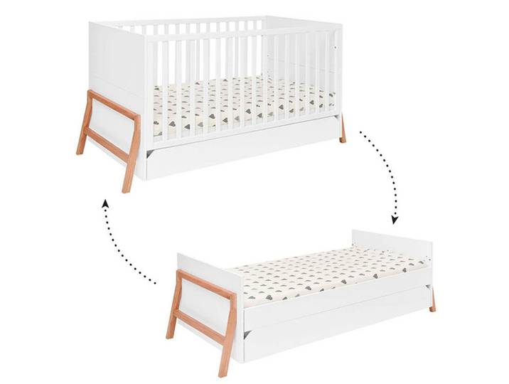 Petits-meubles Gitterbett 70/140 Lotta Weiß, Holzwerkstoff, 70x140 cm, Baby- und Kindermöbel, Babyzimmer, Babybett, Gitterbett