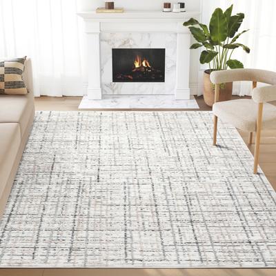 Abani Rugs Abani Viva VIV130A Neutral Beige Grey Crosshatch Area Rug