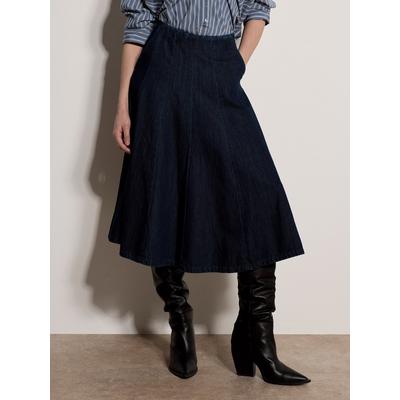 Midirock APRICOT "Wadenlanger Rock aus Denim", Damen, Gr. 10, blau, Denim, , Modisch, normal, Röcke, mit Reißverschluss