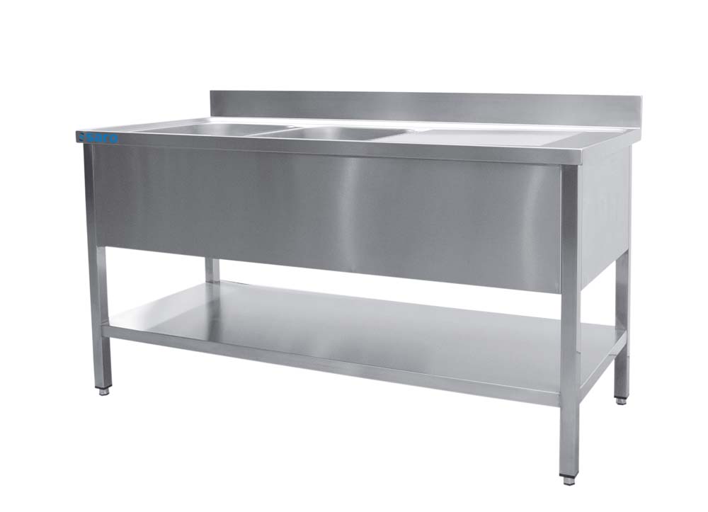 Saro Spültisch 2 Becken, Links - B 1600 X T 700 Mm