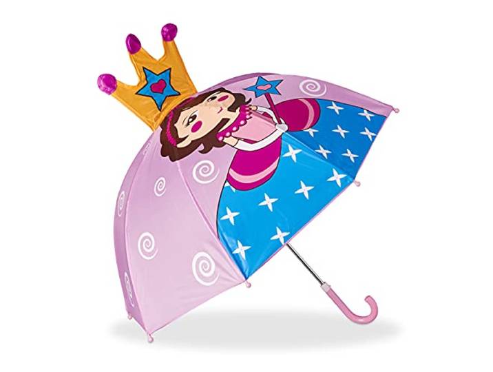 Relaxdays Kinderregenschirm 3D Tiermotive\, Regenschirm für Mädchen und Jungen\, Kleiner Stockschirm\, vers. Motif