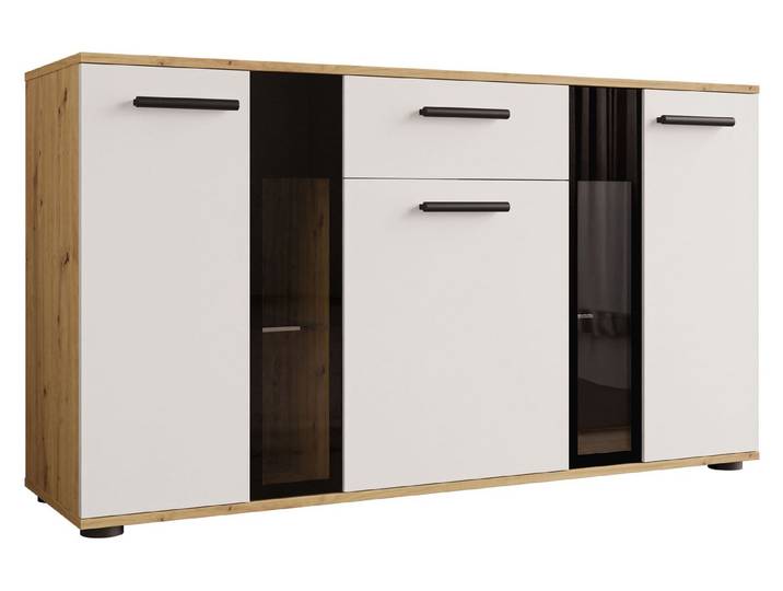 MIRJAN24 Kommode Salsa (mit 3 Türen und Schublade), mit Glasregale, LED-Beleuchtung als Option