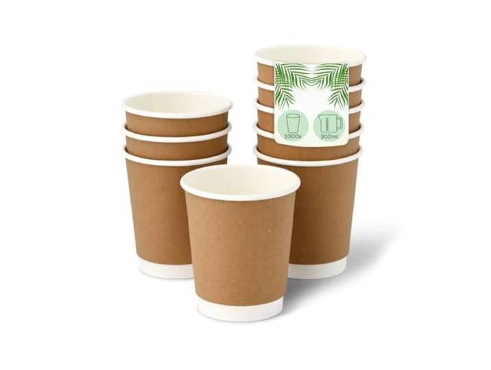 DeinPack 1000 Stück Kaffeebecher braun 300ml / 12 oz Ø 90 mm - Doppelwandige Isolierte Pappbecher - plastikfrei - nachhaltige Materialien - Einwegbecher-ToGo Becher