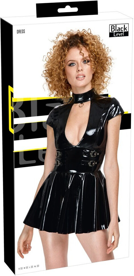 Black Level Robe vinyle noire avec anneau et ceintures ajustables