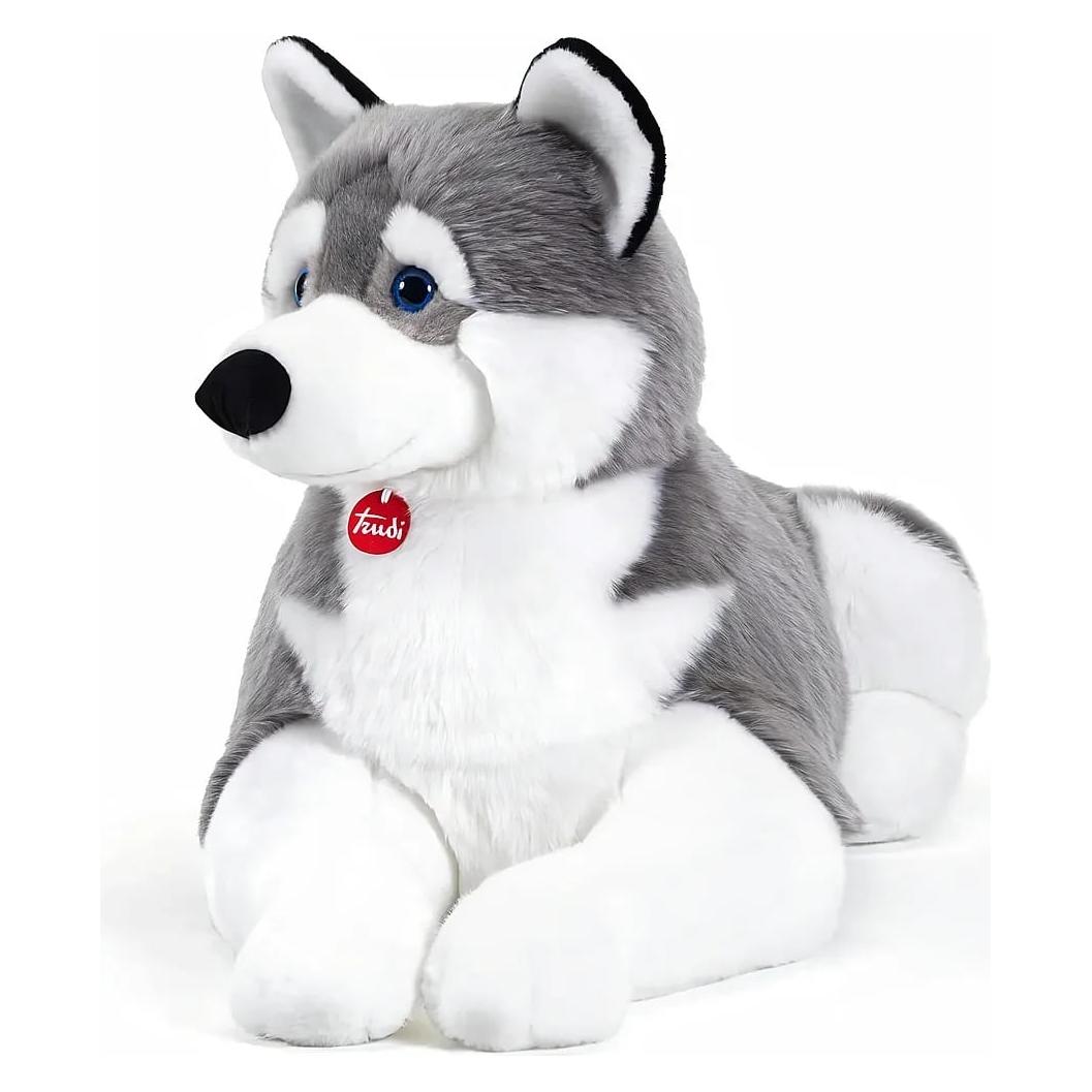 Trudi Klassik Plüschhund Husky Marcus 47 x 58 x 100 cm (Grösse JUMBO), hochwertiges Stofftier mit wei (100 cm) (8006529222772)