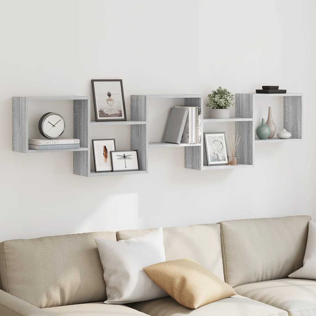 vidaXL Étagère cube murale 5 compartiments sonoma gris