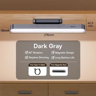 Uplifted Goods Rechargeable Magnetic LED Desk And Cabinet Lamp dark Grey