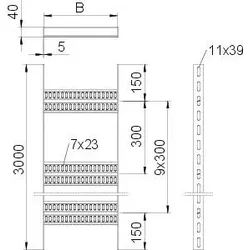 OBO 7098172 Kabelleiter Schiffbau mit Z-Sprosse 40x610x3000 Stahl schweißgrundiert rostrot SLZ 600 SG  - 3 Meter