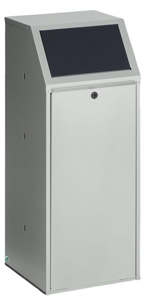 Robuster Wertstoffsammler mit Klapptür | für Restmüll | 70 Liter, HxBxT 100x40x40cm | Verzinkter Stahl | Grau