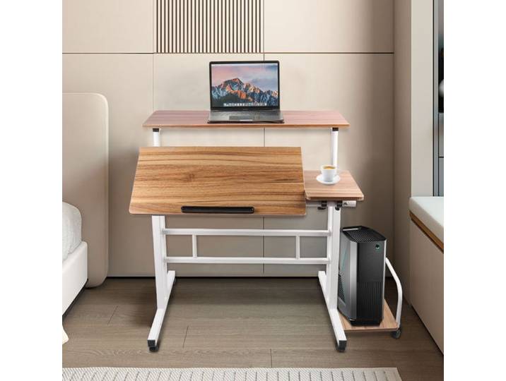 JEOBEST Bureau Vertical Mobile Table D'ordinateur avec Plateau D'accueil Hauteur Réglable Bureau Portable pour Ordinateur