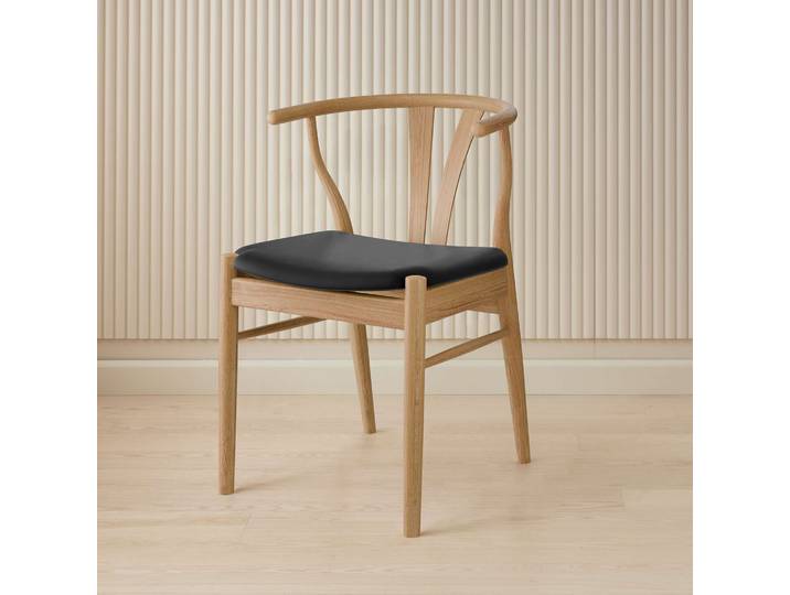 Stuhl HAMMEL FURNITURE Freja, Massivholz Stuhl mit gepolstertem Sitz – komfortabel & robust , braun (, eiche geölt, eiche geölt, schwarz), B:53cm H:75cm T:54cm, Leder, Massivholz, Stühle, Stuhl, Dänische Handwerkskunst, zeitlos & langlebig - Dining by Hammel