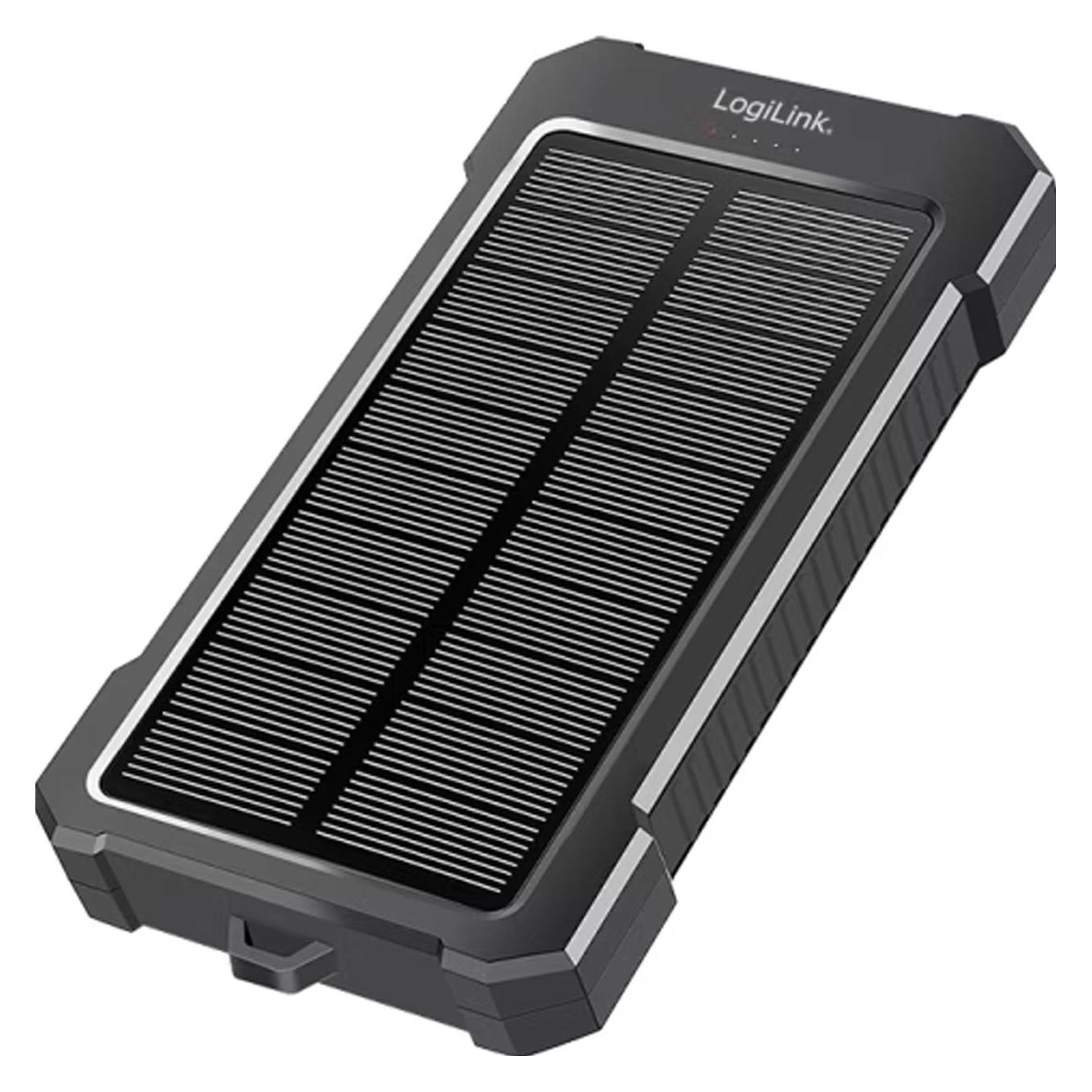 LogiLink Solar Powerbank 10.000 mAh, schwarz (10000 mAh, 20 W) (PA0390)