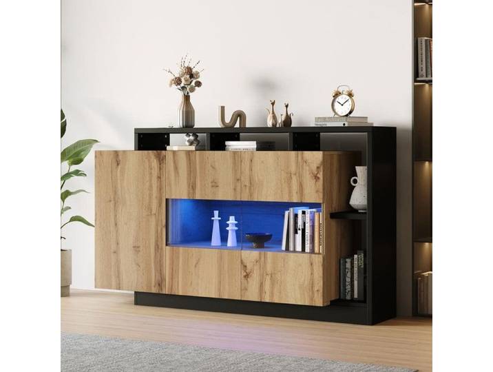 Buffet moderne à éclairage LED buffet en verre MDF bois - pour salle à manger buffet pour salle à manger à éclairage LED pour salon