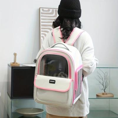 Uplifted Goods Transparent Bubble Pet Backpack Carrier For Cats And Dogs pink
