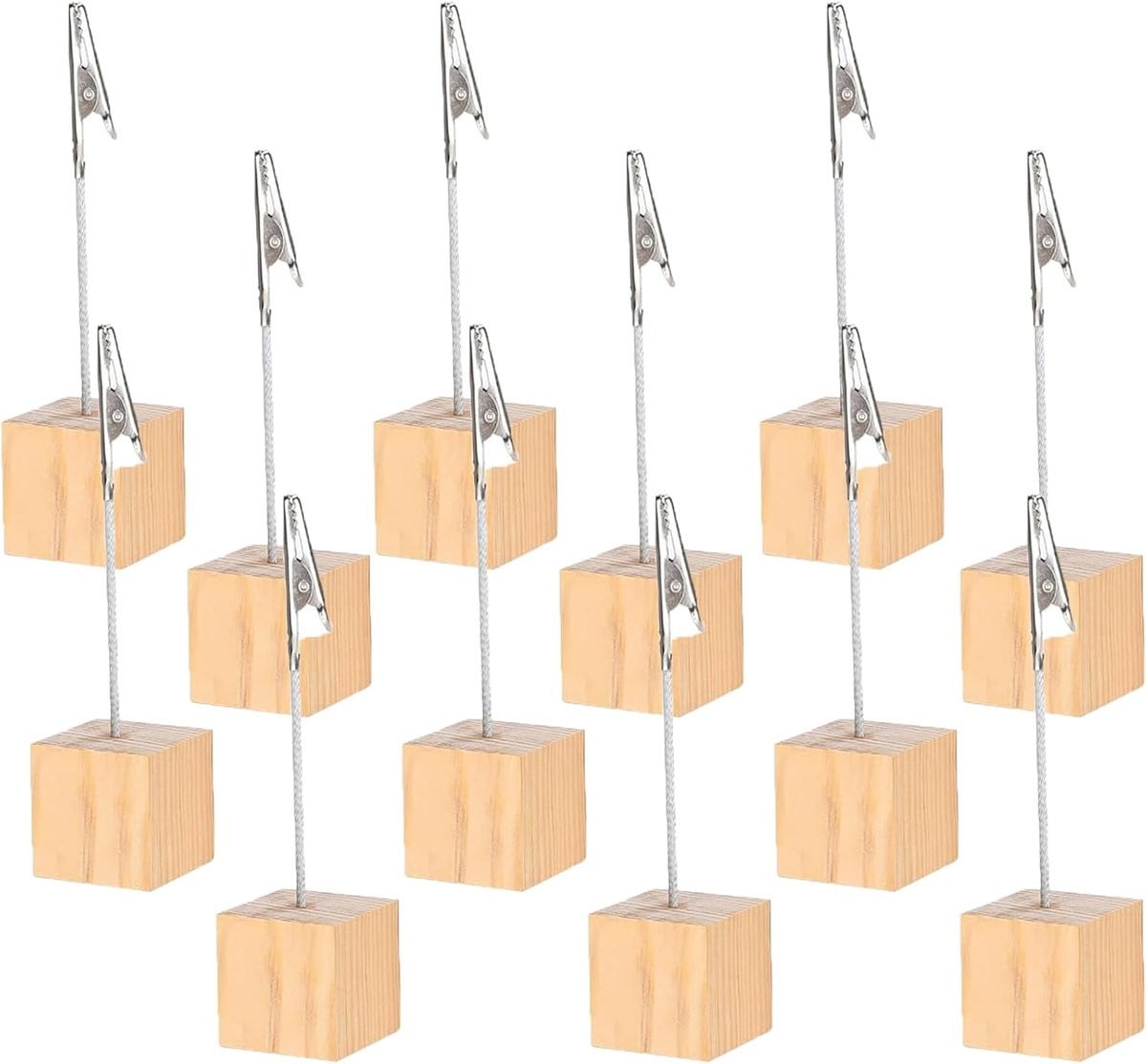 SnelShoppen Set van 12 Houten Fotohouders met Clips voor Foto's, Kaarten en Notities