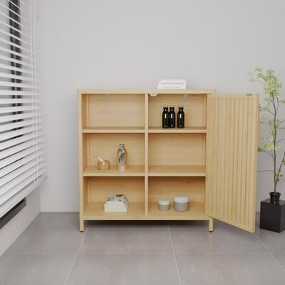 "31"" Large-Capacity Bamboo Single-Door Storage Shelves"