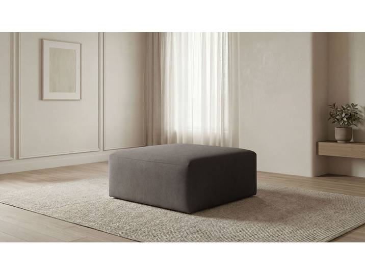Polsterhocker GOODPRODUCT Kelani , grau (taupe), B:93cm H:44cm T:93cm, 100% Polyester, Hocker, Polsterhocker, verschiedene Modifikationen verfügbar