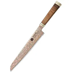 XinZuo - Kupfer-Damast-Brotmesser 22 cm - X08C Serie - gefertigt aus 53-lagigem Kupfer-Damast