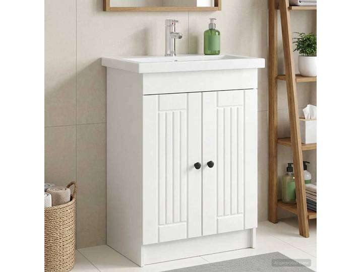 vidaXL Unter dem Waschbecken Badschrank Hochglanz Weiß