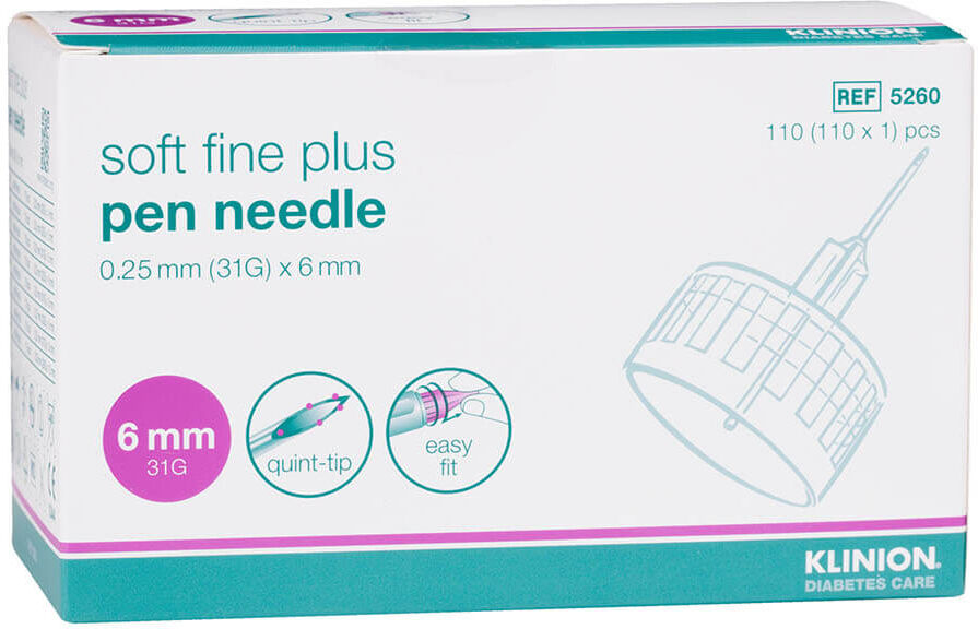Klinion Soft Fine Plus Pen Needles 6MM 31G (110 pieces)