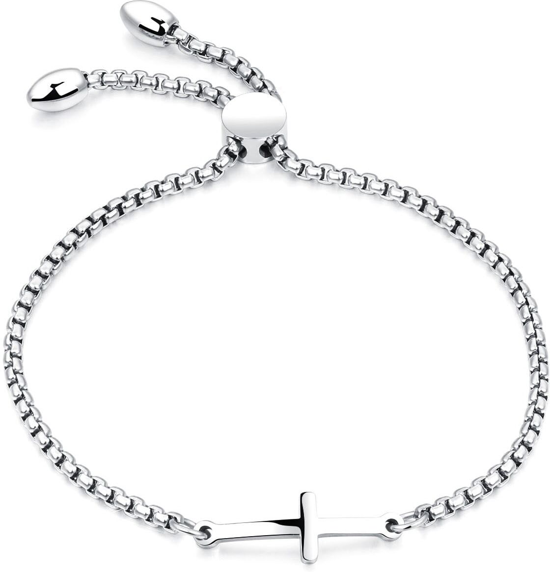 Armkette FIRETTI "Schmuck Geschenk Armschmuck Armband Erbskette Kreuz", silber (edelstahlfarben), Armbänder, Damen, 22cm, Edelstahl, Armkette edelstahlfarben 22cm, Edelstahl