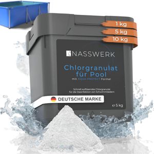 NASSWERK Chlor organisch, schnelllöslich, Chlorgranulat, für Pools, 56 % Chlorgehalt, Eimer 5 kg