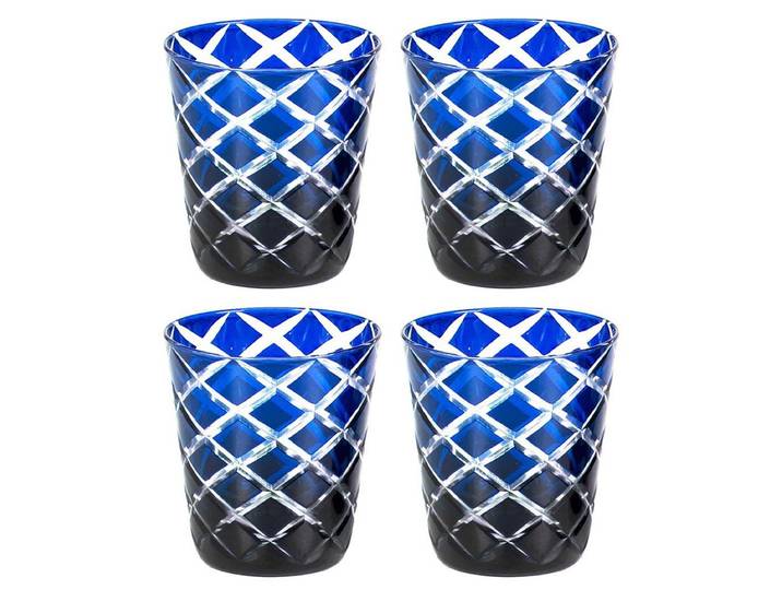 EDZARD Gläser-Set Dio Blau (für 230 ml cm, H 10 cm) blau, 4er-Set, handgeschliffen, Kristallglas, 230 ml