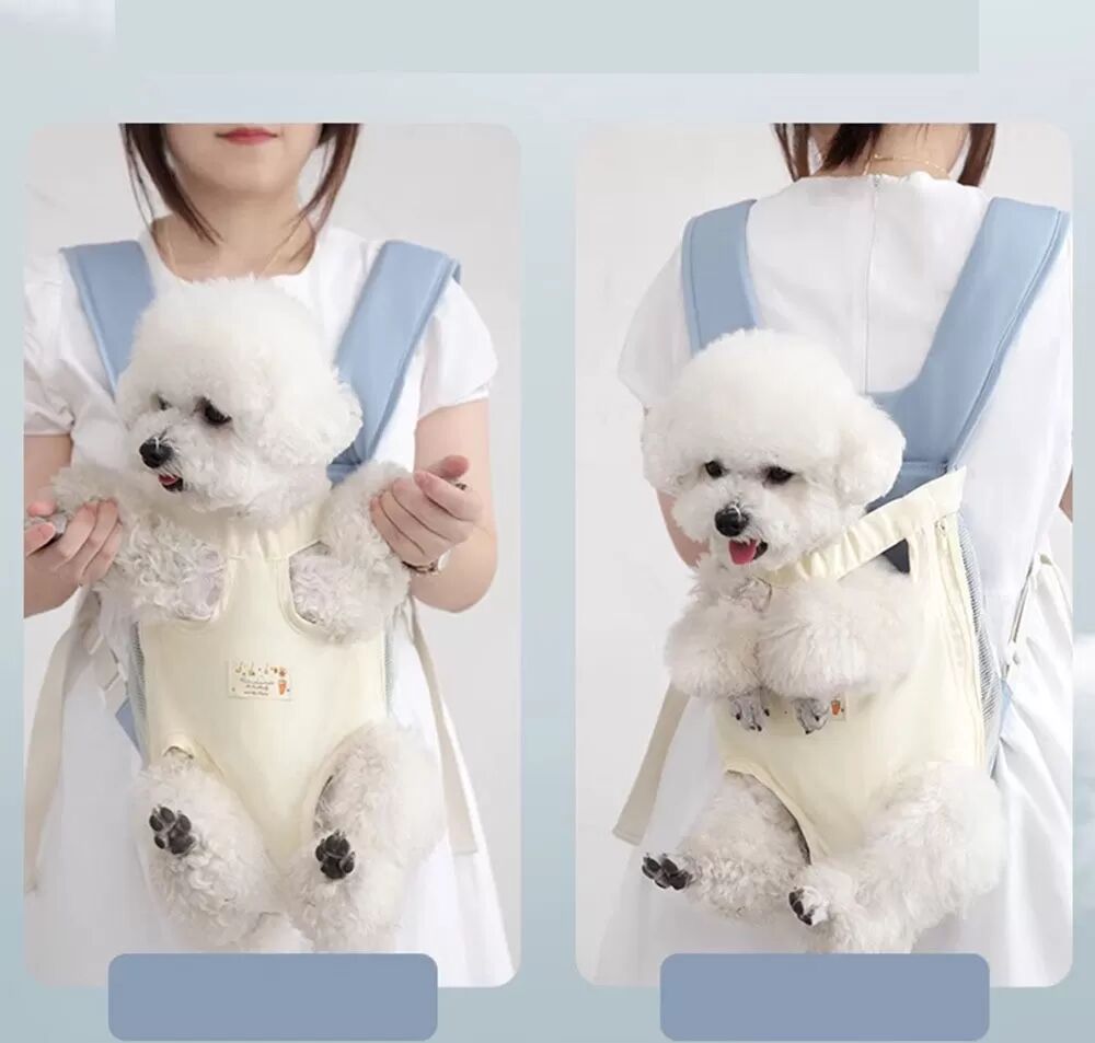 INF Atmungsaktiver Haustier-Fronttrage-Rucksack für kleine Hunde und Katzen - Freihändiges Design XL