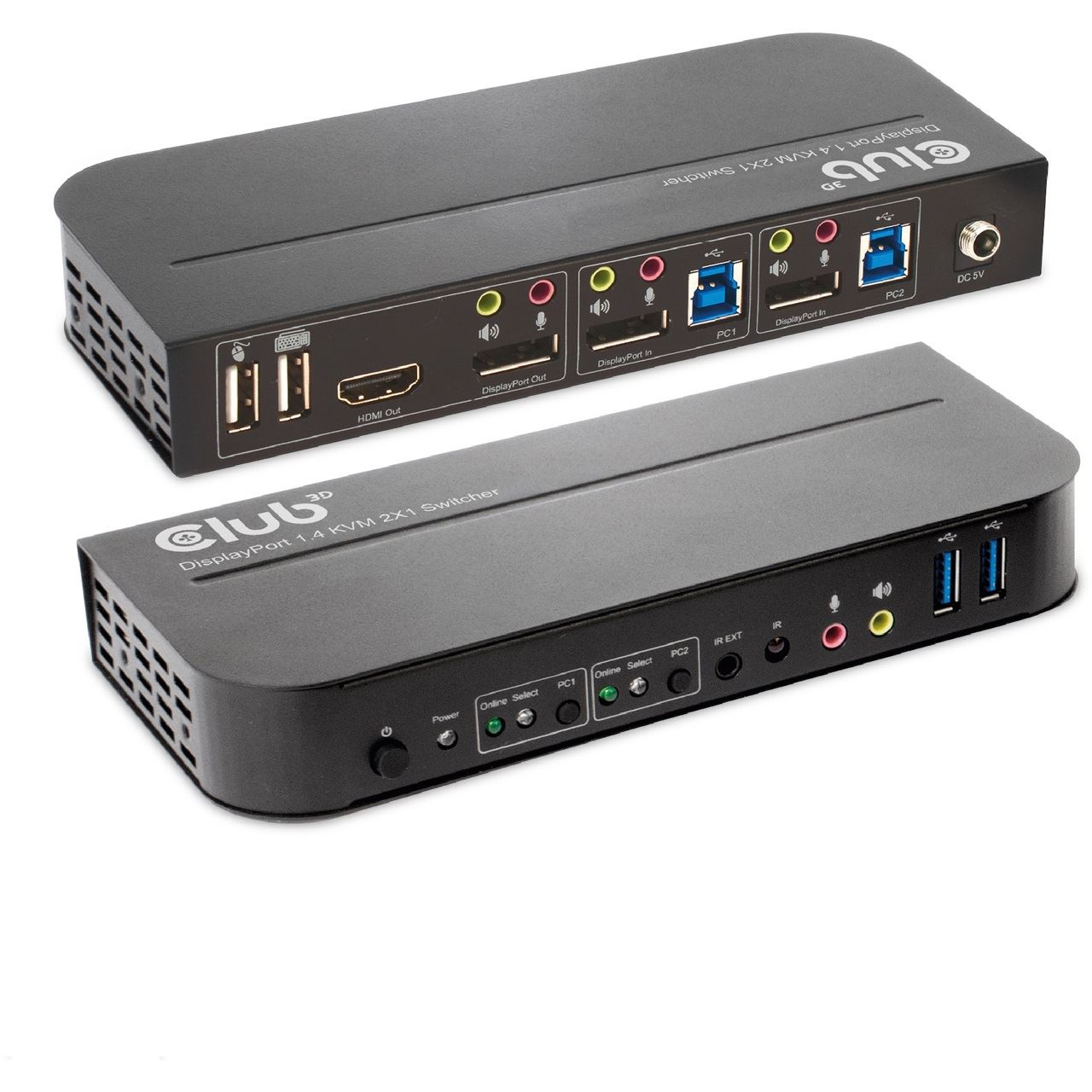 Club3D Club 3D KVM Switch 4K60Hz 2x DP > HDMI oder DP/2xUSB/Audio
