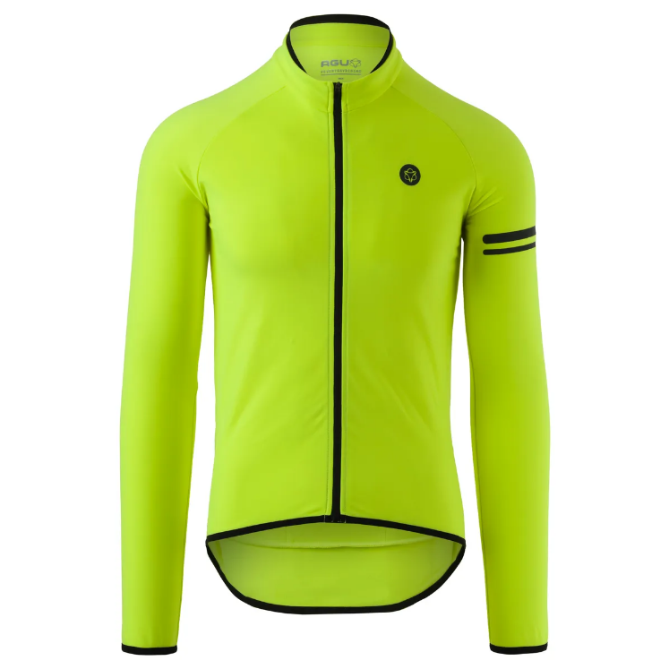 AGU Maglia ciclismo  THERMO ESSENTIAL invernale gialla fluo
