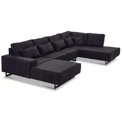 filippo Wohnlandschaft Antwerp Mikrofaser Schwarz 361 cm