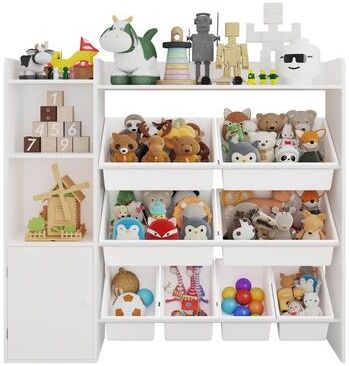 Garvee Kids Toy Storage Organizer with 8 Removable Bins, Playroom Storage Solution Kid Bookshelf and Toy Box for Study Room
