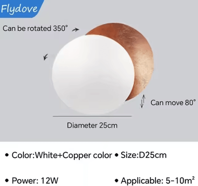Inspire Curations Rotatable Solar Eclipse LED Wall Lamp white Copper 25cm warm White (2700 3500k)