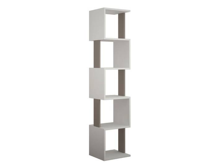 Toilinux - Bibliothèque Piri 161 cm - Blanc et Taupe