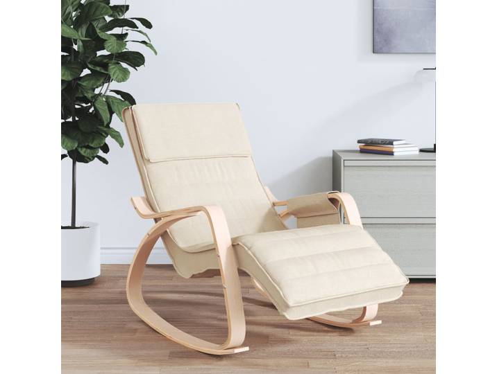 vidaXL Schaukelstuhl Creme Stoff